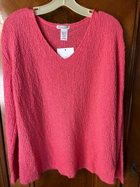 Avalin Coral V-Neck Cotton Women's Sweater Sz L
